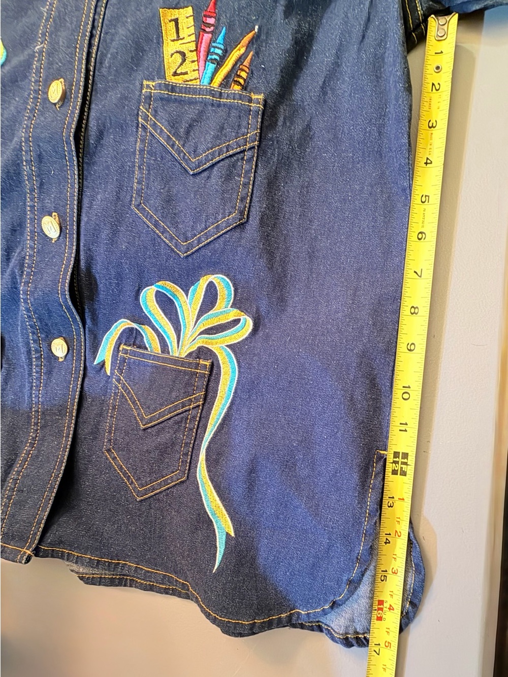 Lot2 SZ MED Bob Mackie Wearable Art Dark Denim Shirt Jacket Embroidered & Hat - Picture 4 of 16